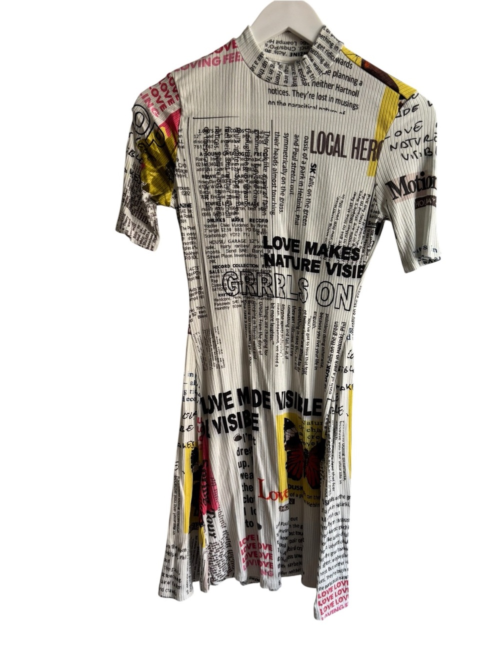 Desigual White Mini Dress with Pink and Yellow Accents